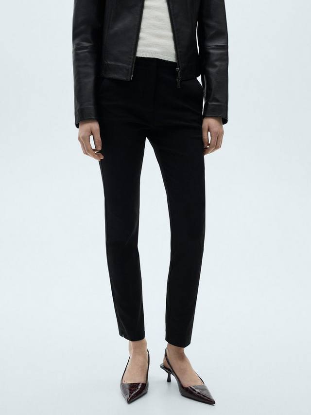 Узкие укороченные брюки cola Mango, черный 
Узкие укороченные брюки cola Mango, черный