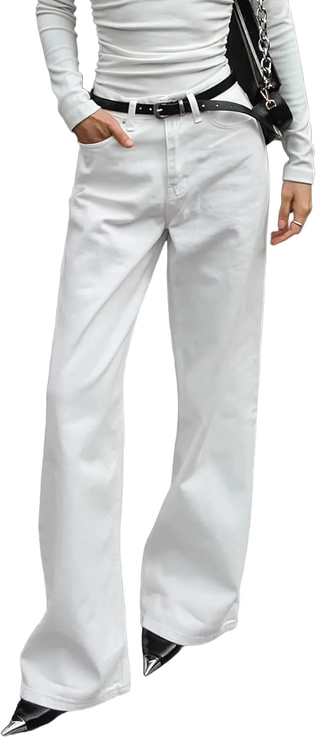 VBZ джинсы для женщин с высокой талией и широкими штанинами, белые, прямой крой, застежка-молния сбоку
VBZ джинсы для женщин с высокой талией и широкими штанинами, белые, прямой крой, застежка-молния сбоку