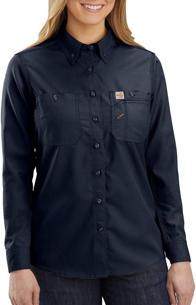 Carhartt Women's Flame Resistant Force Relaxed Fit легкая рубашка на пуговицах с длинным рукавом, Navy
Carhartt Women's Flame Resistant Force Relaxed Fit легкая рубашка на пуговицах с длинным рукавом, Navy