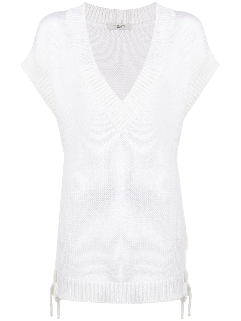 Топ в рубчик с V-образным вырезом Charlott, белый
Топ в рубчик с V-образным вырезом Charlott, белый