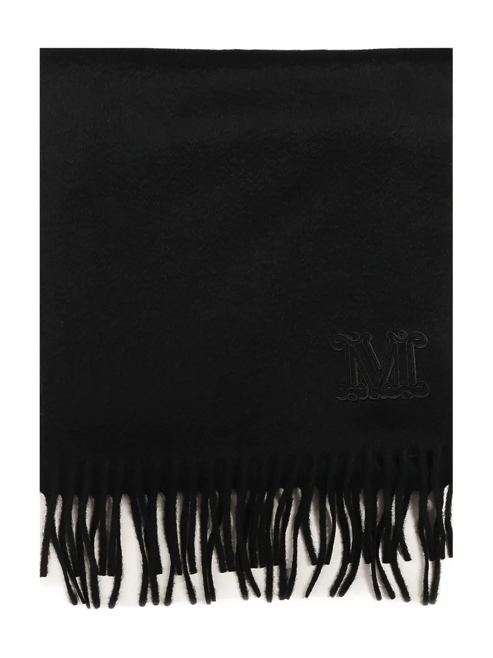 Шарф с бахромой и вышитым логотипом MAX MARA, черный
Шарф с бахромой и вышитым логотипом MAX MARA, черный