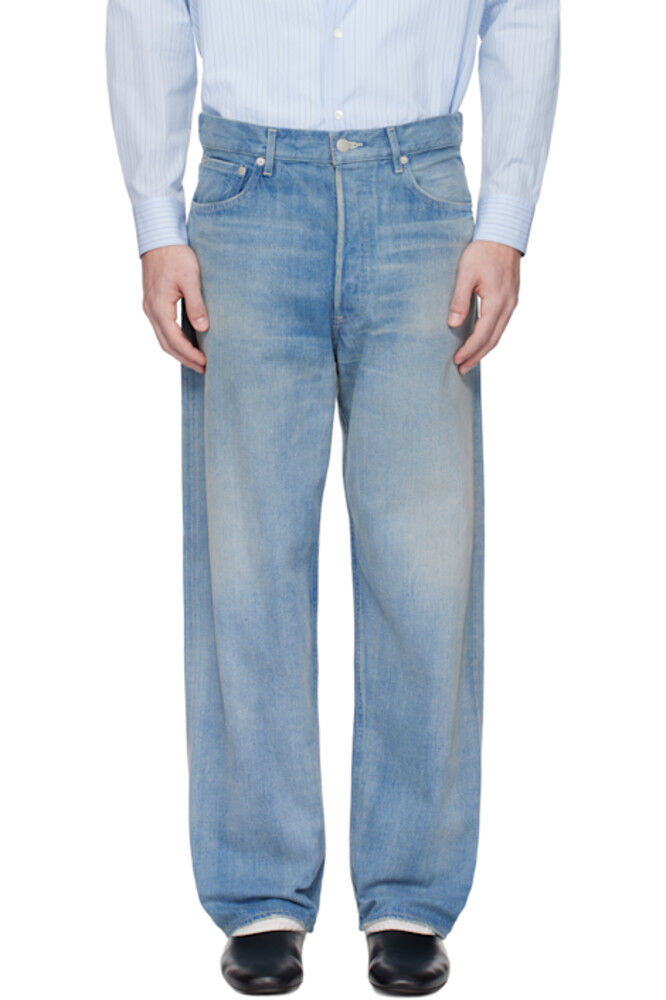 Синие джинсы с потертой кромкой, светлые, широкие AURALEE
Синие джинсы с потертой кромкой, светлые, широкие AURALEE