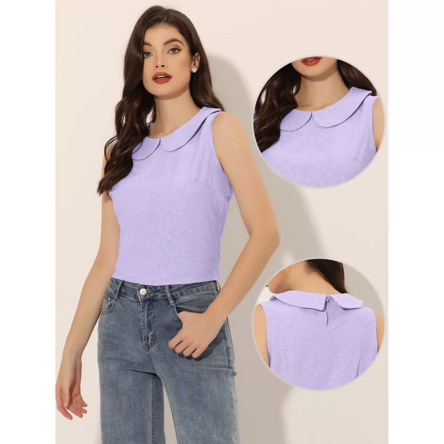 Женская блузка с воротником Питера Пэна, повседневная жаккардовая майка без рукавов с цветочным принтом ALLEGRA K, белый
Женская блузка с воротником Питера Пэна, повседневная жаккардовая майка без рукавов с цветочным принтом ALLEGRA K, белый