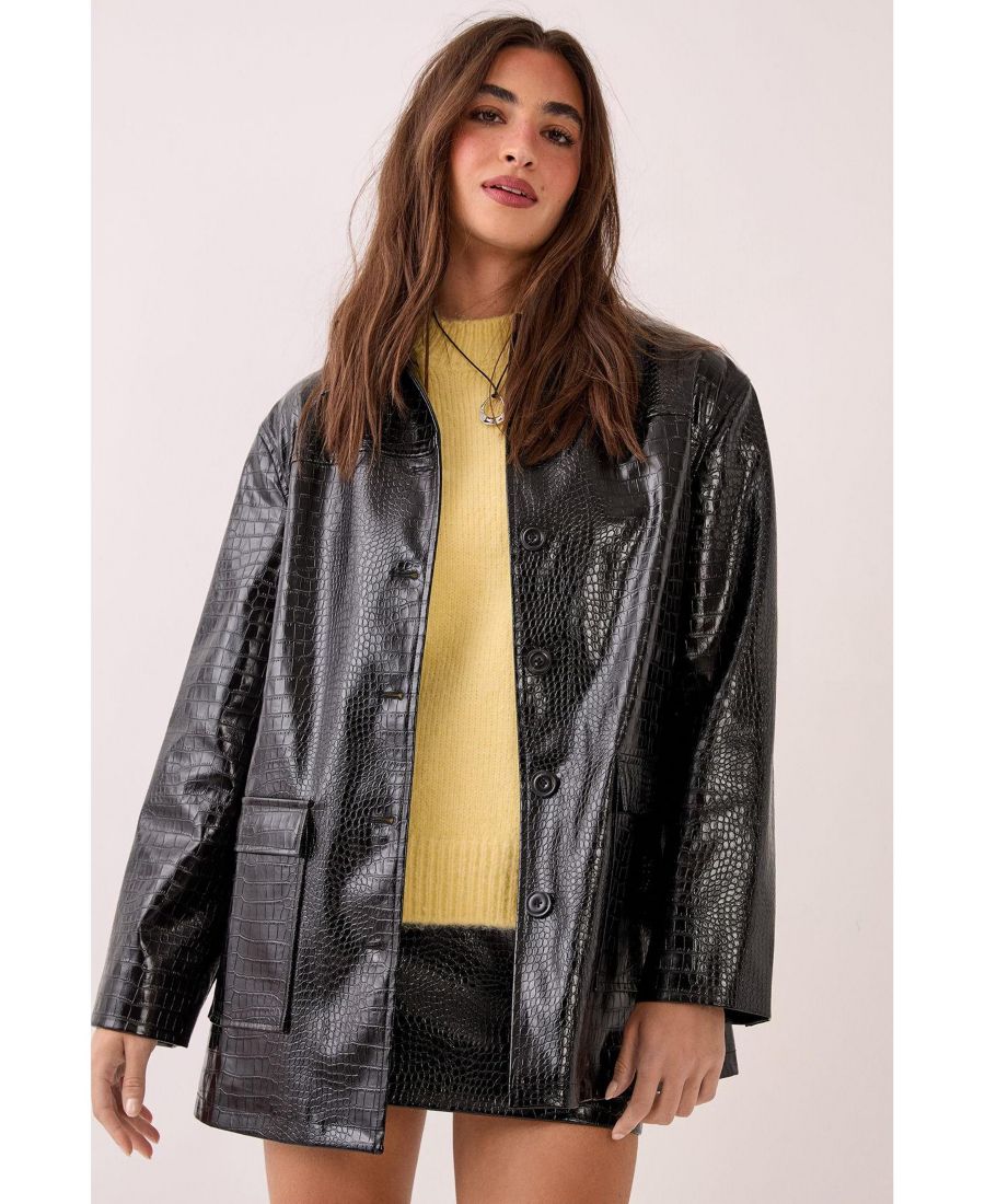Женская куртка из искусственной кожи с рисунком под крокодиловую кожу Nasty Gal, Black
Женская куртка из искусственной кожи с рисунком под крокодиловую кожу Nasty Gal, Black