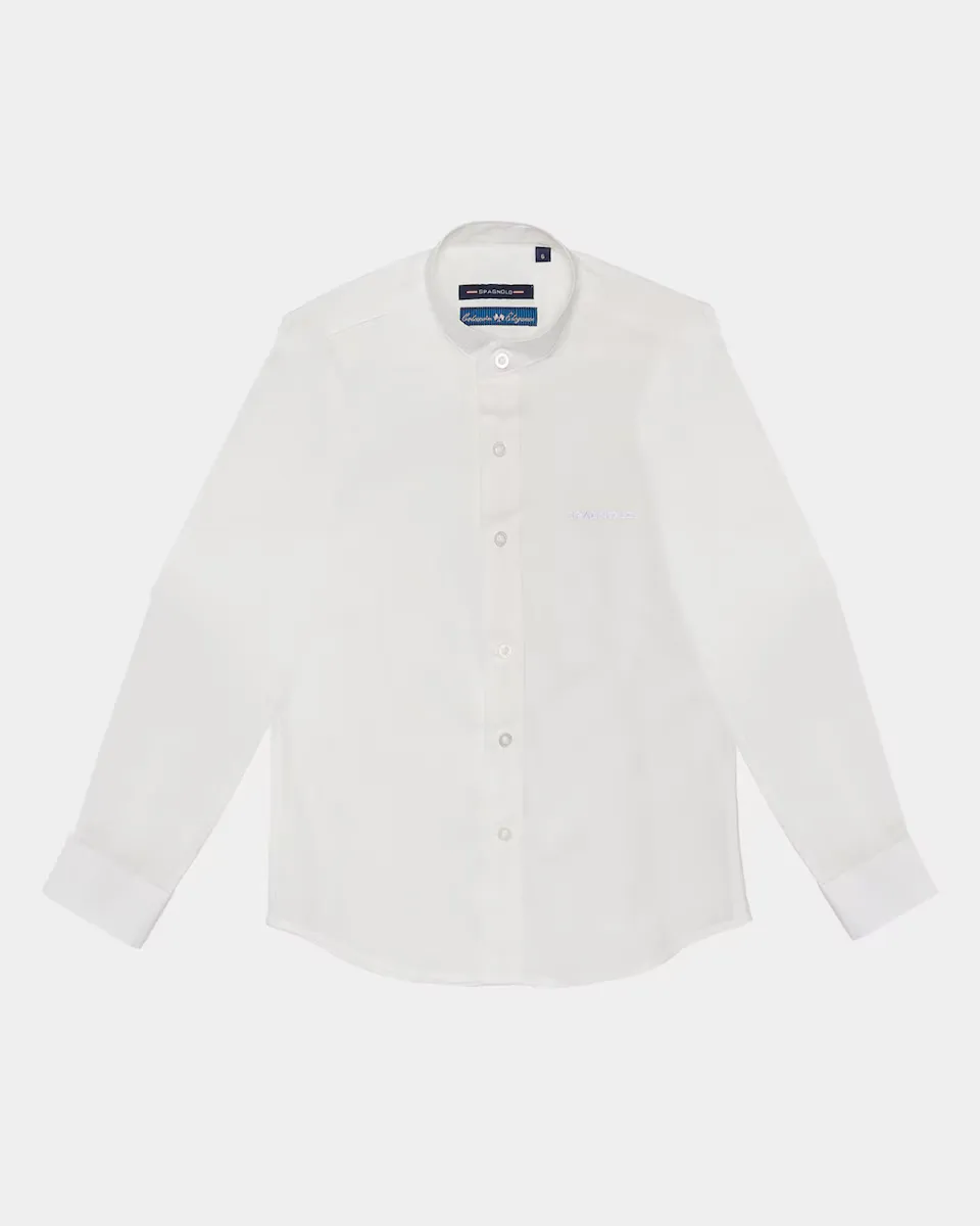 Белая рубашка для мальчика с воротником Мао Spagnolo, белый
Белая рубашка для мальчика с воротником Мао Spagnolo, белый