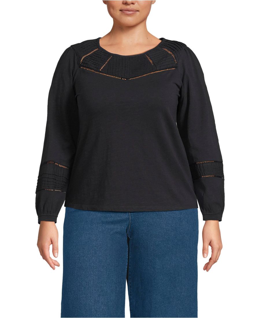 Женская блузка больших размеров с длинными рукавами из фактурной ткани с меланжевым эффектом Lands' End, Black
Женская блузка больших размеров с длинными рукавами из фактурной ткани с меланжевым эффектом Lands' End, Black