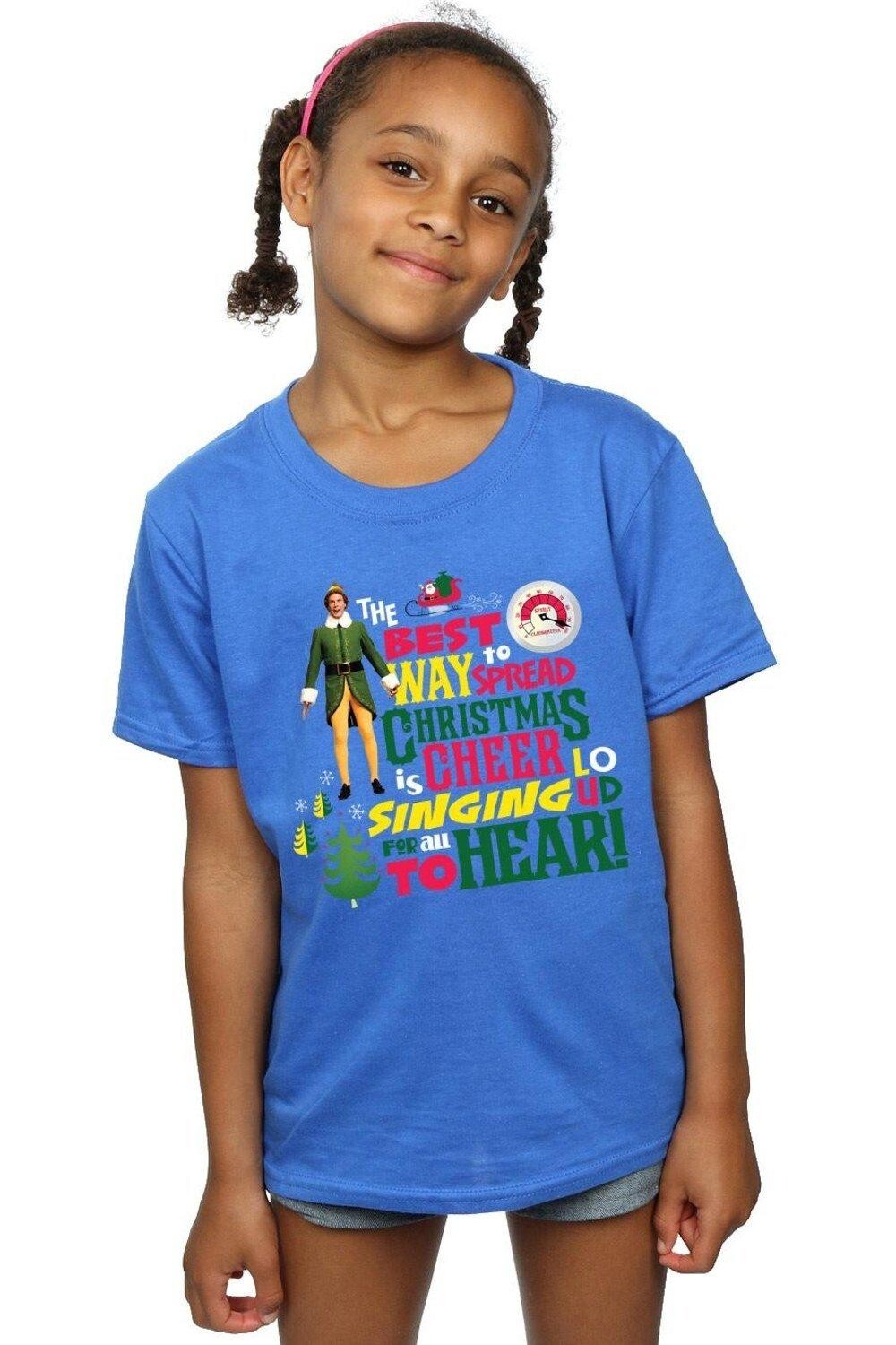 Хлопковая футболка «Рождественское настроение» Elf, синий 
Хлопковая футболка «Рождественское настроение» Elf, синий