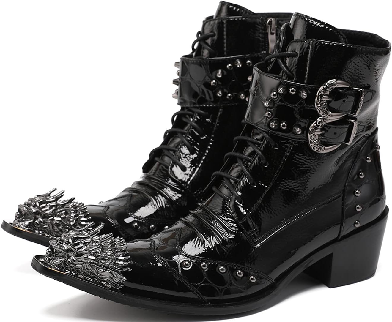 Мужские кожаные оксфорды Santimon из натуральной кожи с металлическим заостренным носком в готическом стиле панк, с двойной пряжкой, шнуровкой и заклепками, высокие ковбойские сапоги для сцены, вечеринок, клубов и баров, черный
Мужские кожаные оксфорды Santimon из натуральной кожи с металлическим заостренным носком в готическом стиле панк, с двойной пряжкой, шнуровкой и заклепками, высокие ковбойские сапоги для сцены, вечеринок, клубов и баров, черный