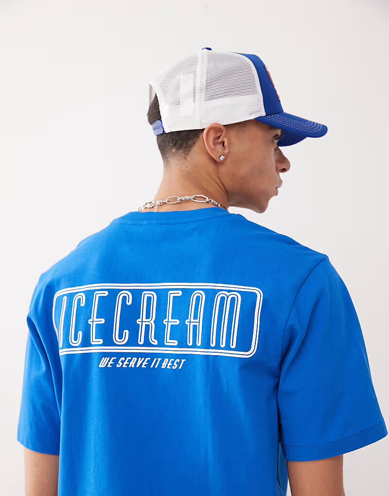 Футболка с короткими рукавами и принтом ICECREAM в стиле закусочной, синего цвета
Футболка с короткими рукавами и принтом ICECREAM в стиле закусочной, синего цвета