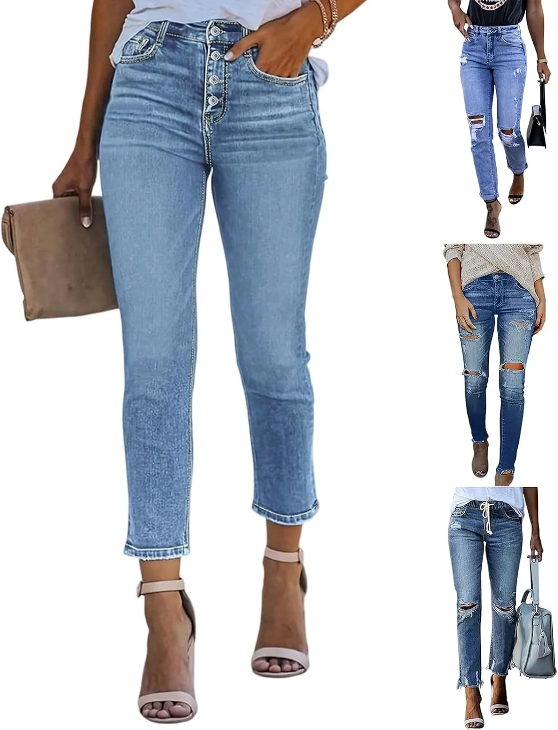 Женские укороченные джинсы Ripped Slim Fit High Rise с потертостями yakyamgi
Женские укороченные джинсы Ripped Slim Fit High Rise с потертостями yakyamgi