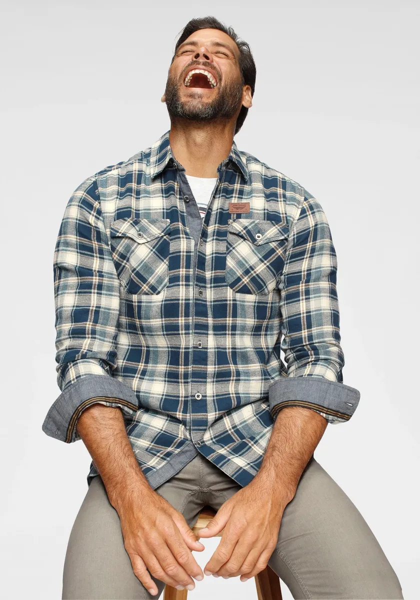 Фланелевая рубашка Arizona, модная крупная клетка, бежевый 
Фланелевая рубашка Arizona, модная крупная клетка, бежевый