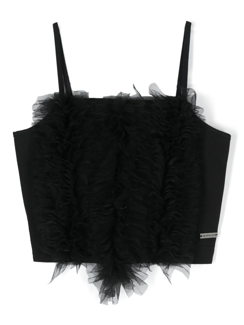 Укороченный топ с оборками Monnalisa, черный
Укороченный топ с оборками Monnalisa, черный