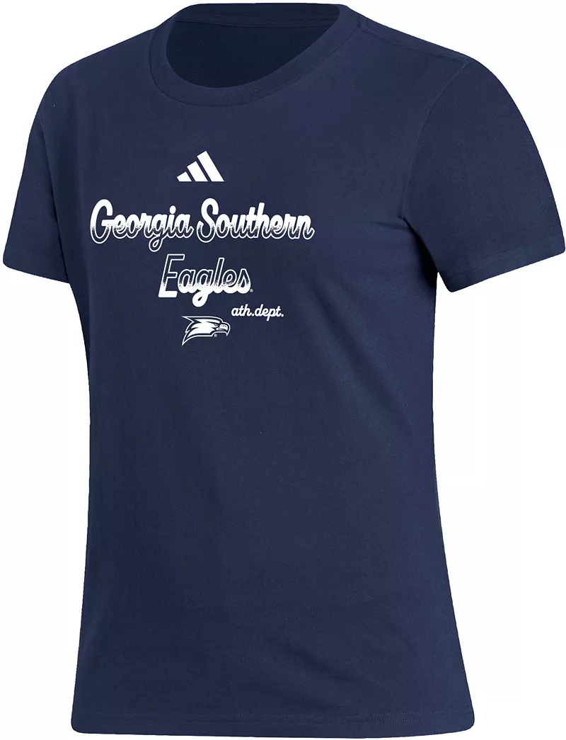 Женская футболка Adidas Georgia Southern Eagles Navy с усилителем 
Женская футболка Adidas Georgia Southern Eagles Navy с усилителем