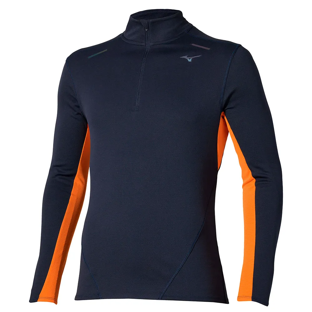 Лонгслив Mizuno Tech Thermal Charge half zip, синий 
Лонгслив Mizuno Tech Thermal Charge half zip, синий