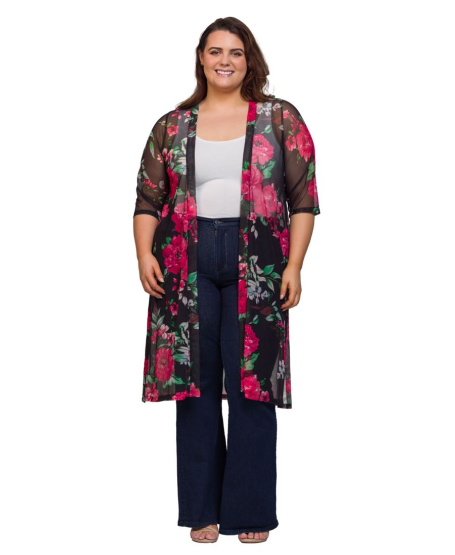 Прозрачный кардиган-накидка с цветочным принтом, длиной до колена, больших размеров 24seven Comfort Apparel, Black multi
Прозрачный кардиган-накидка с цветочным принтом, длиной до колена, больших размеров 24seven Comfort Apparel, Black multi