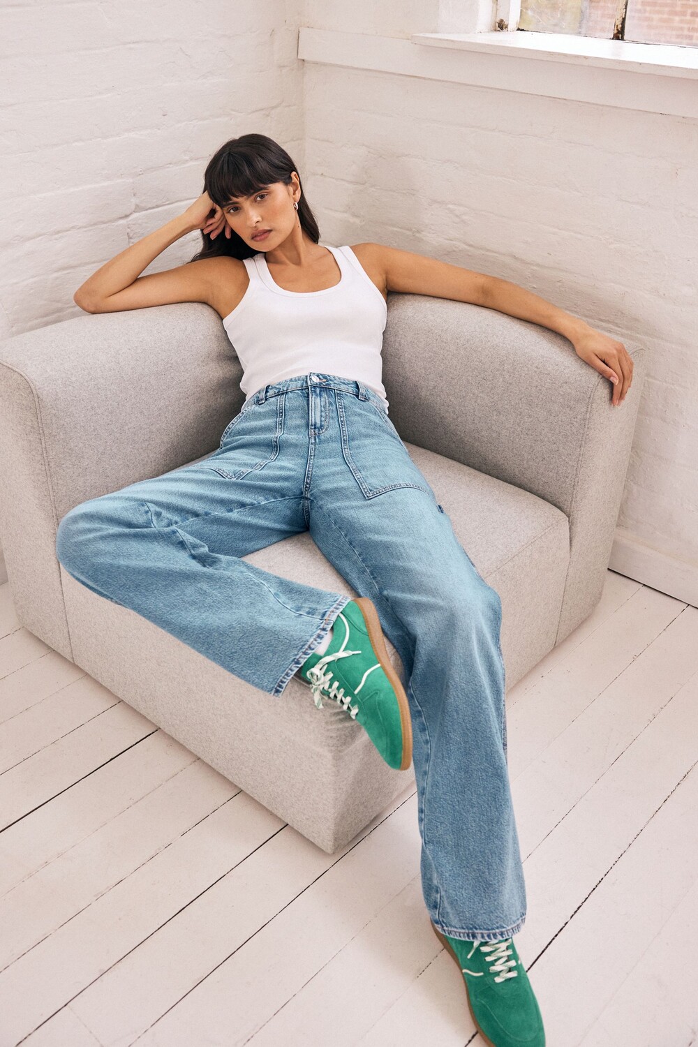 Джинсы карго из 100% хлопка с широкими штанинами Next, синий
Джинсы карго из 100% хлопка с широкими штанинами Next, синий