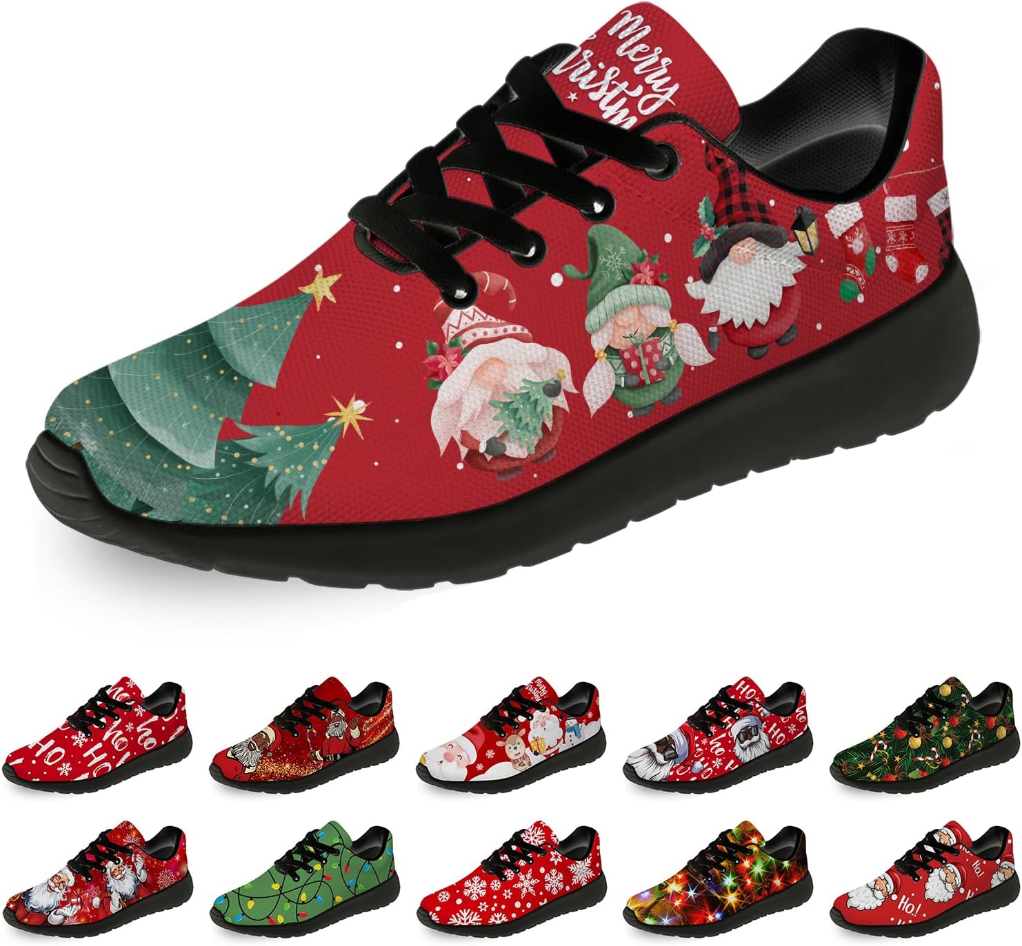 Рождественские кроссовки Horethy для женщин и мужчин, удобные легкие кеды для бега и ходьбы, теннисные кроссовки, кроссовки Санты, подарок для мальчика и девочки, черный/зеленый
Рождественские кроссовки Horethy для женщин и мужчин, удобные легкие кеды для бега и ходьбы, теннисные кроссовки, кроссовки Санты, подарок для мальчика и девочки, черный/зеленый
