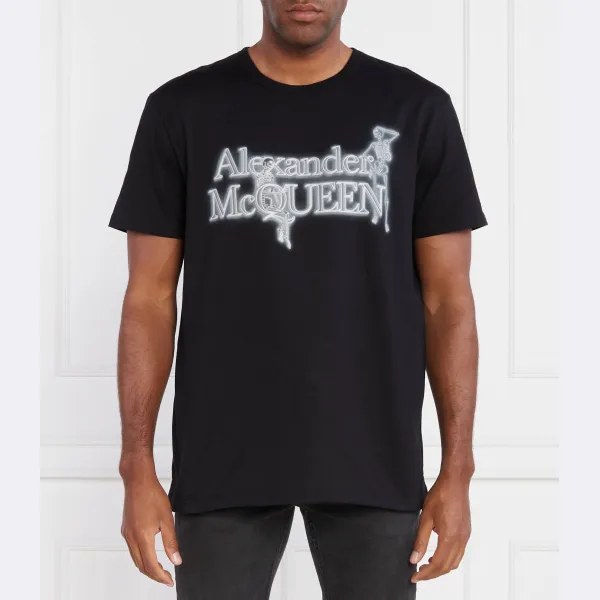 Неоновая футболка свободного кроя Alexander Mcqueen, черный 
Неоновая футболка свободного кроя Alexander Mcqueen, черный