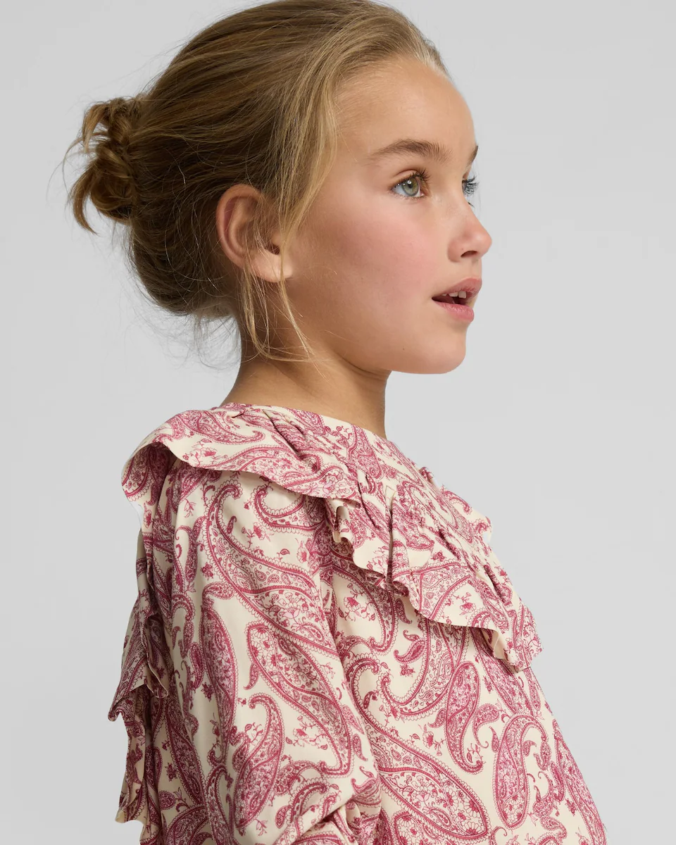 Детское платье с рюшами и розовым принтом Silbon, розовый