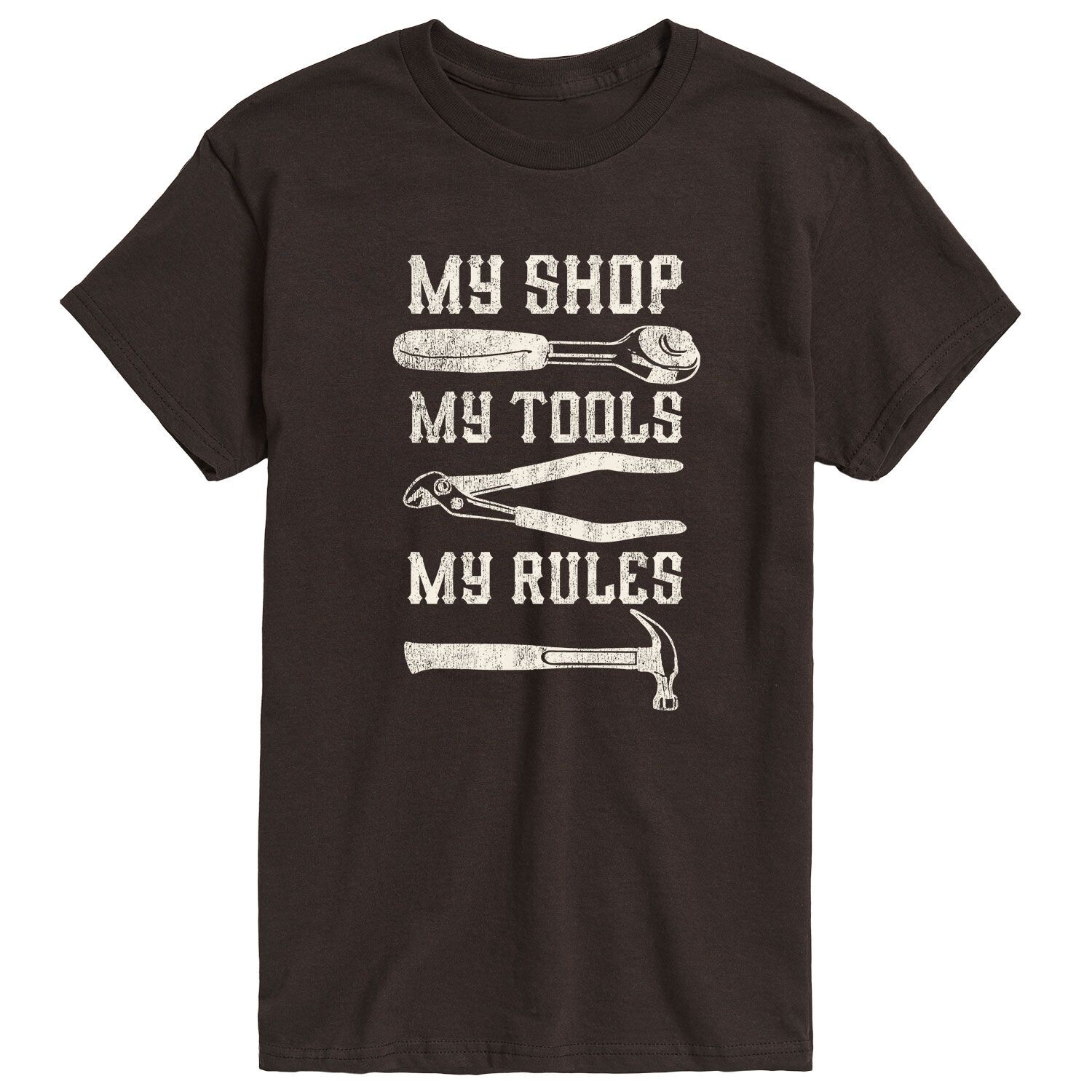 Мужская футболка My Shop My Tools My Rules с рисунком Licensed Character
Мужская футболка My Shop My Tools My Rules с рисунком Licensed Character