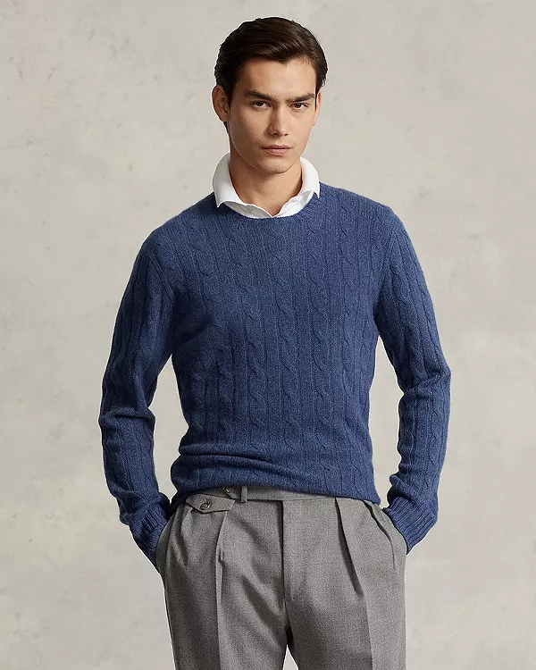 Кашемировый свитер крупной вязки с круглым вырезом Polo Ralph Lauren, синий
Кашемировый свитер крупной вязки с круглым вырезом Polo Ralph Lauren, синий