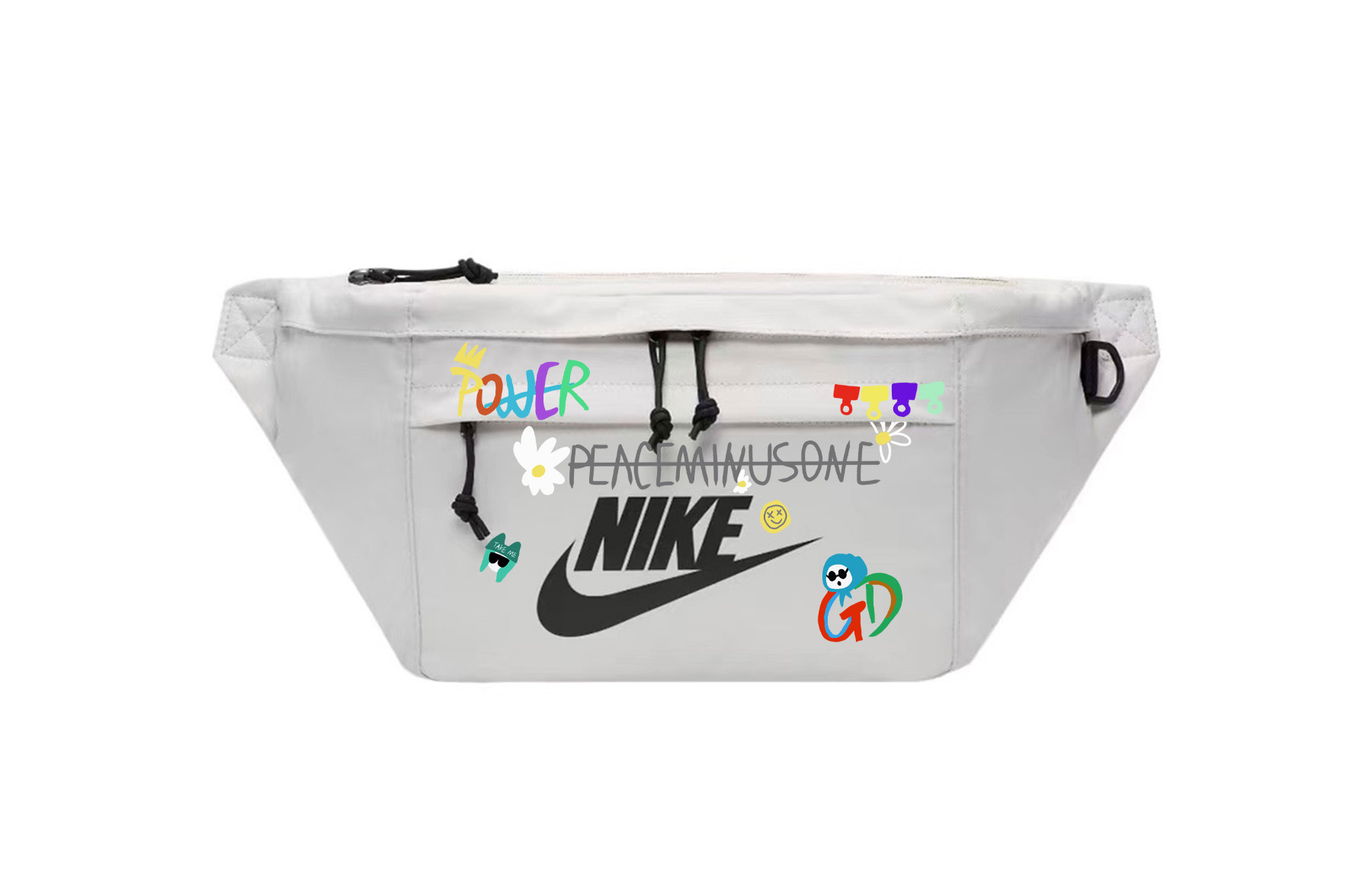 Nike Тканевый поясной рюкзак унисекс светло-серый, Multicolor Clips 
Nike Тканевый поясной рюкзак унисекс светло-серый, Multicolor Clips