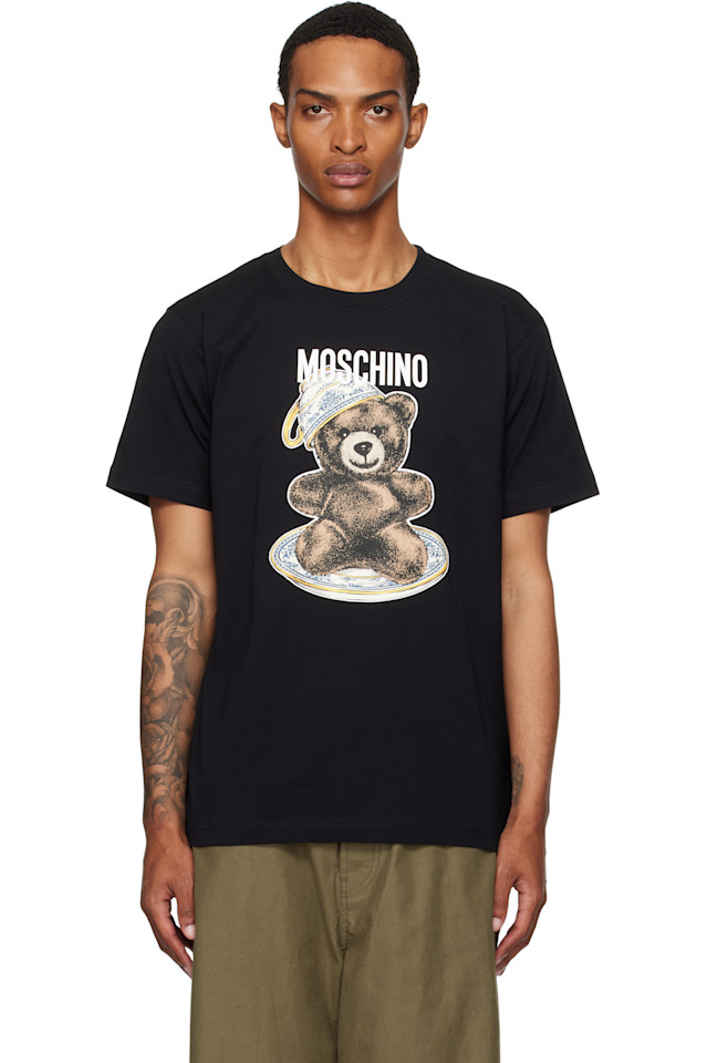 Футболка с плюшевым мишкой из органического хлопка Moschino, черный 
Футболка с плюшевым мишкой из органического хлопка Moschino, черный