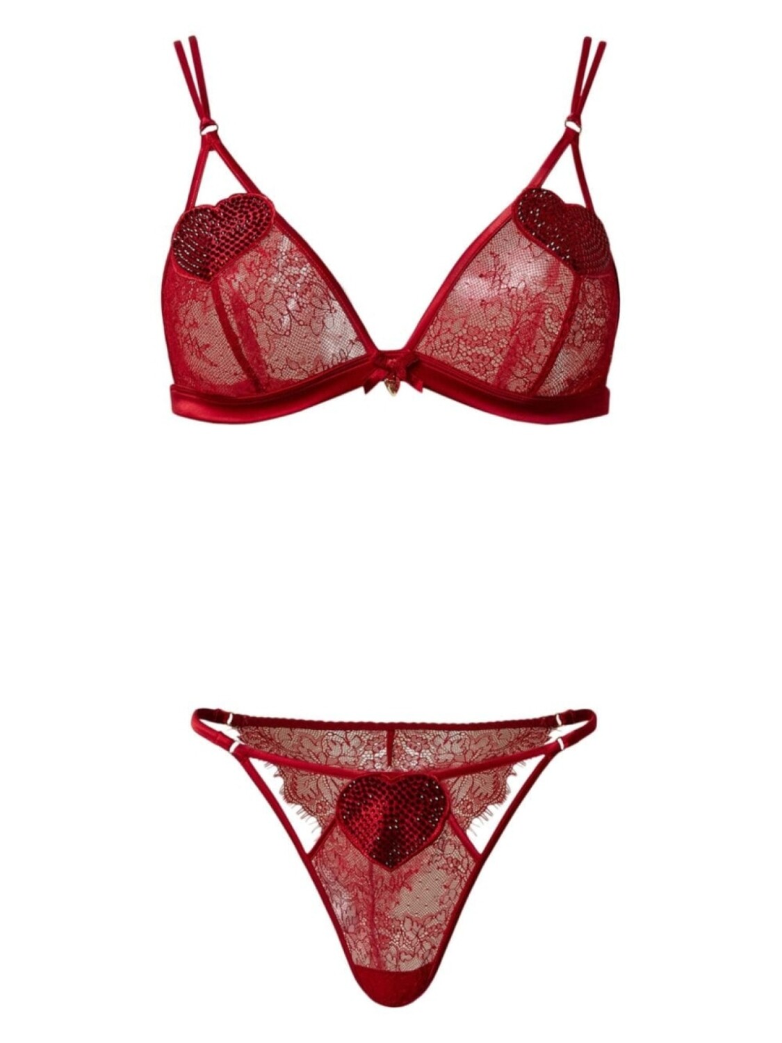 Комплект из кружевного бюстгальтера и трусов-брифов TWINSET, красный 
Комплект из кружевного бюстгальтера и трусов-брифов TWINSET, красный