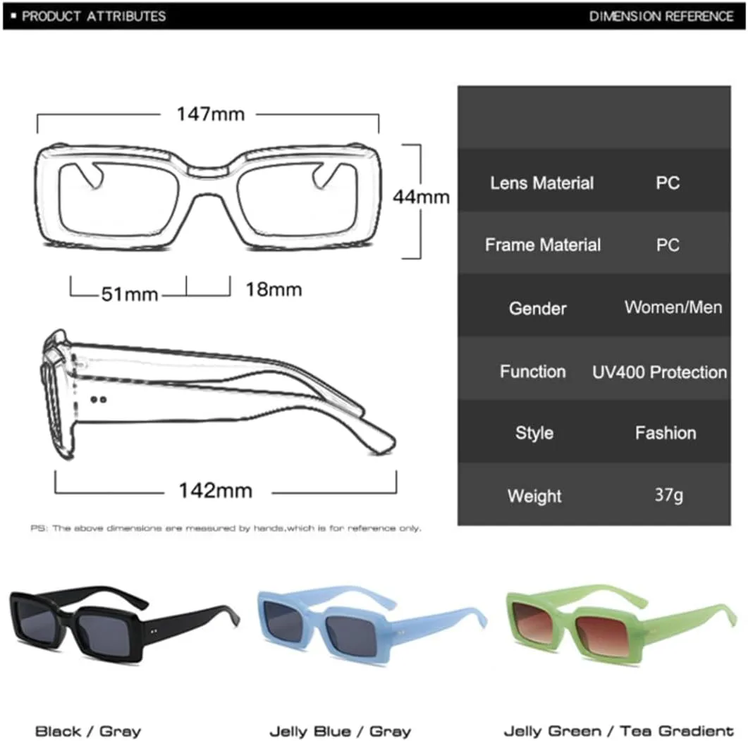 Популярные прямоугольные цветные солнцезащитные очки для женщин и мужчин в стиле ретро, гелевые, с градиентной защитой от УФ-излучения UV400 UATXTAU, 5
Популярные прямоугольные цветные солнцезащитные очки для женщин и мужчин в стиле ретро, гелевые, с градиентной защитой от УФ-излучения UV400 UATXTAU, 5