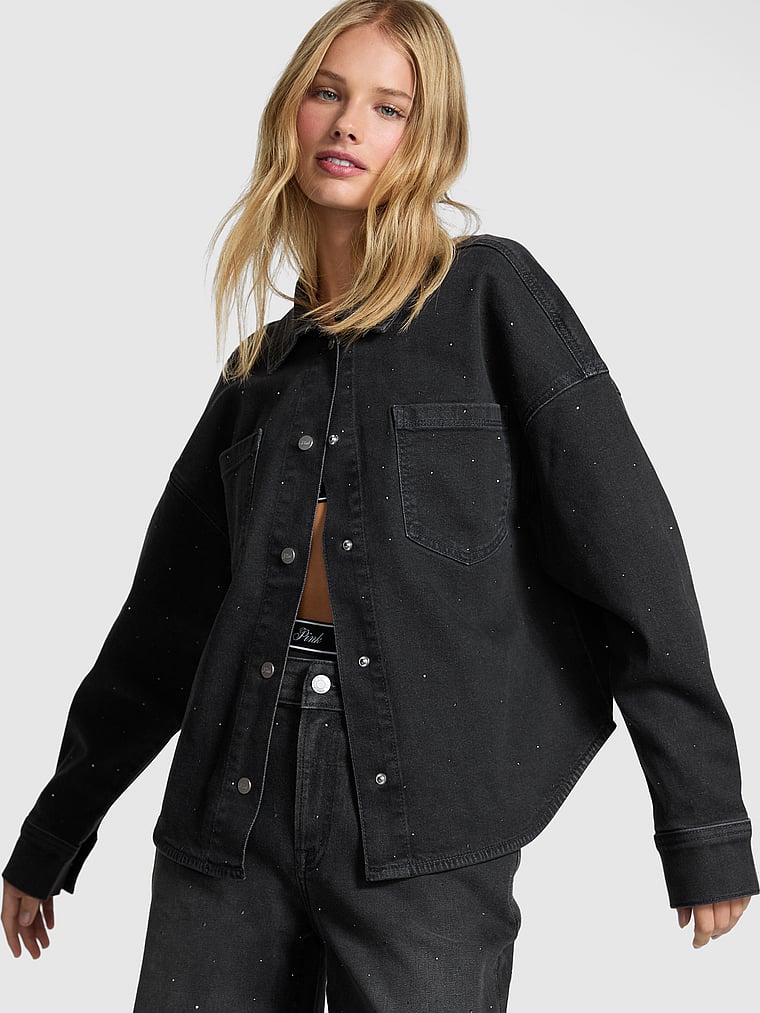 Джинсы от Pink Shacket Pink, black denim wash diamante
Джинсы от Pink Shacket Pink, black denim wash diamante