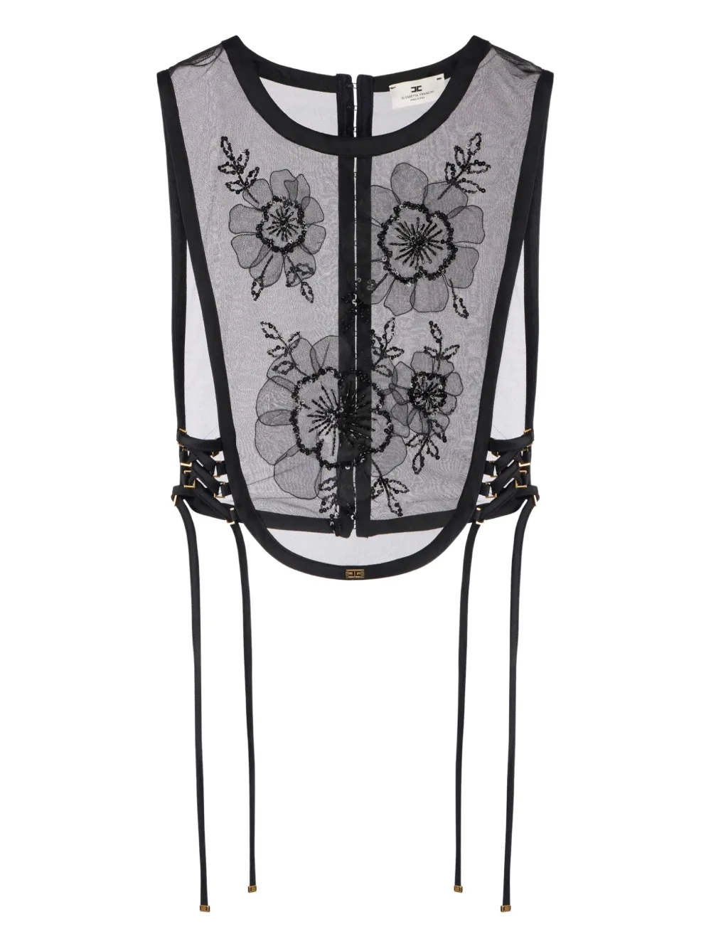Кружевной топ с цветочной вышивкой Elisabetta Franchi, черный
Кружевной топ с цветочной вышивкой Elisabetta Franchi, черный