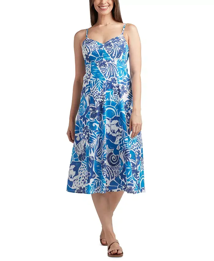 Женское хлопковое миди-платье с принтом и вырезом Sweetheart BCX, синий
Женское хлопковое миди-платье с принтом и вырезом Sweetheart BCX, синий
