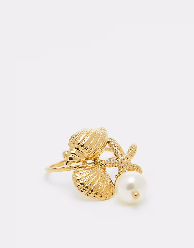 Кольцо из нержавеющей стали с регулируемой отделкой из смешанного жемчуга и ракушек, золотое Kaiia
Кольцо из нержавеющей стали с регулируемой отделкой из смешанного жемчуга и ракушек, золотое Kaiia