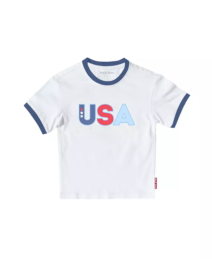 Футболка с круглым вырезом для девочек USA Bits & Bows, мультиколор
Футболка с круглым вырезом для девочек USA Bits & Bows, мультиколор