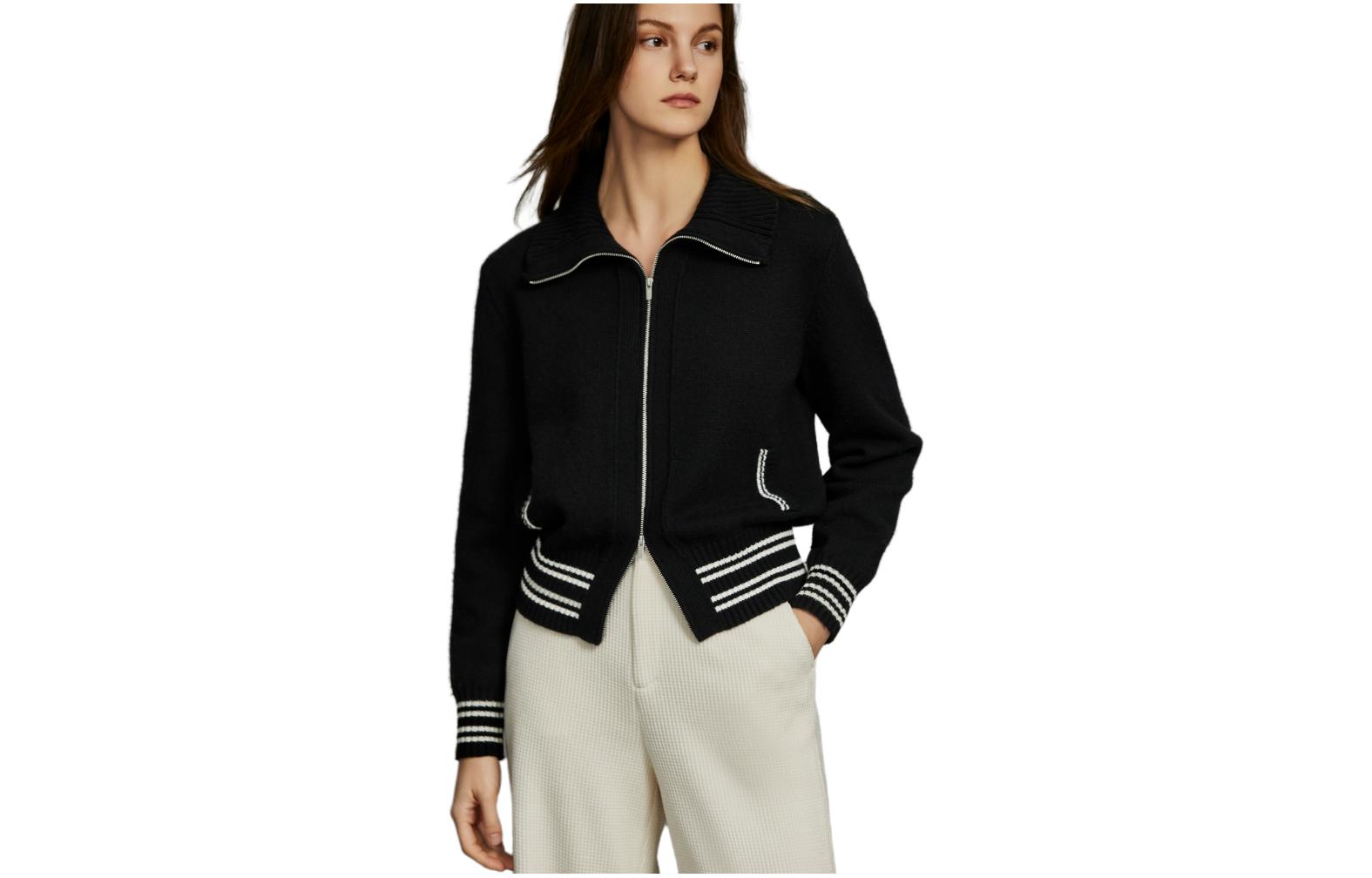 ELLE Трикотажная кофта женская Black Stand Collar Moderate Others
ELLE Трикотажная кофта женская Black Stand Collar Moderate Others