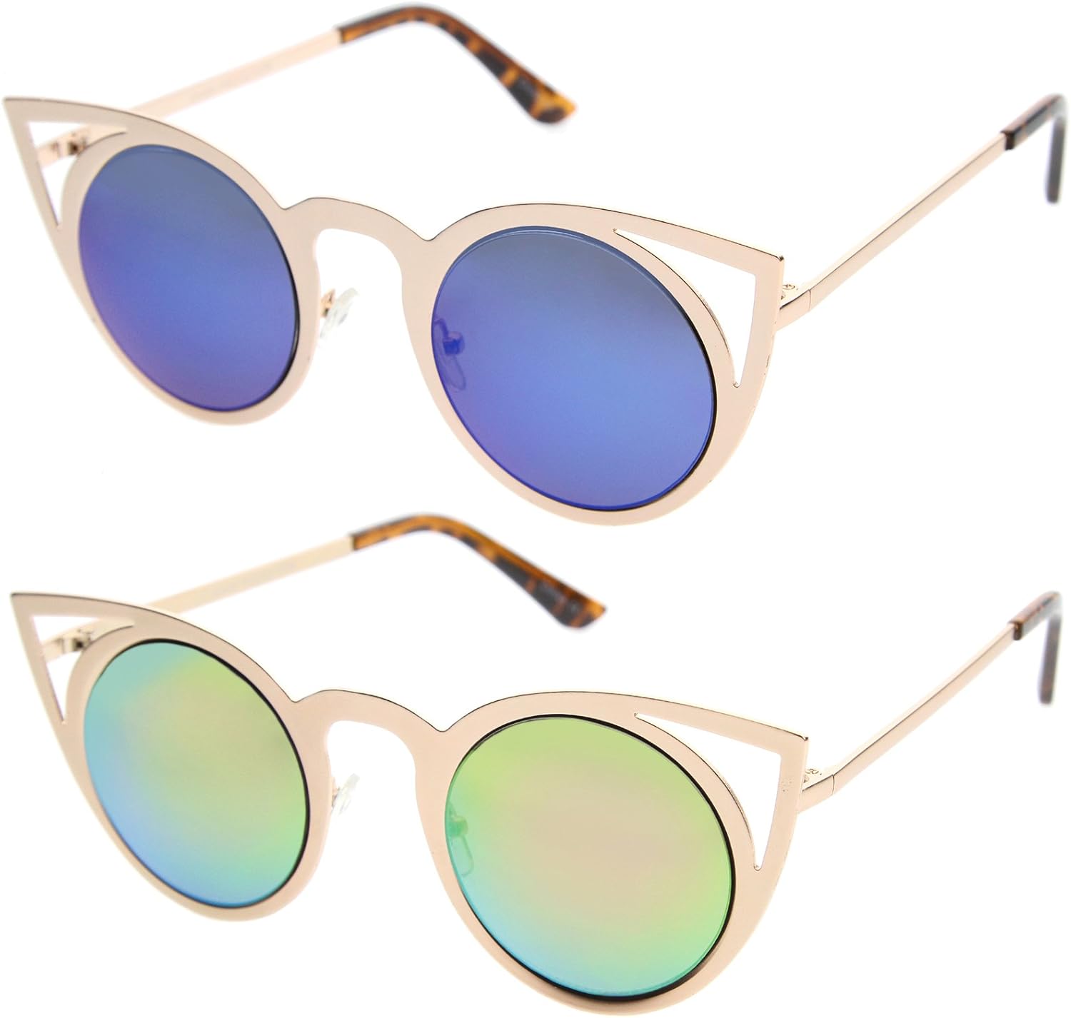 Женские солнцезащитные очки zeroUV с лазерной резкой и открытыми металлическими зеркальными линзами, круглые, в форме «кошачьего глаза», диаметр линз 48 мм, 2-pack | Gld / Pink-grn & Blue Mirror
Женские солнцезащитные очки zeroUV с лазерной резкой и открытыми металлическими зеркальными линзами, круглые, в форме «кошачьего глаза», диаметр линз 48 мм, 2-pack | Gld / Pink-grn & Blue Mirror