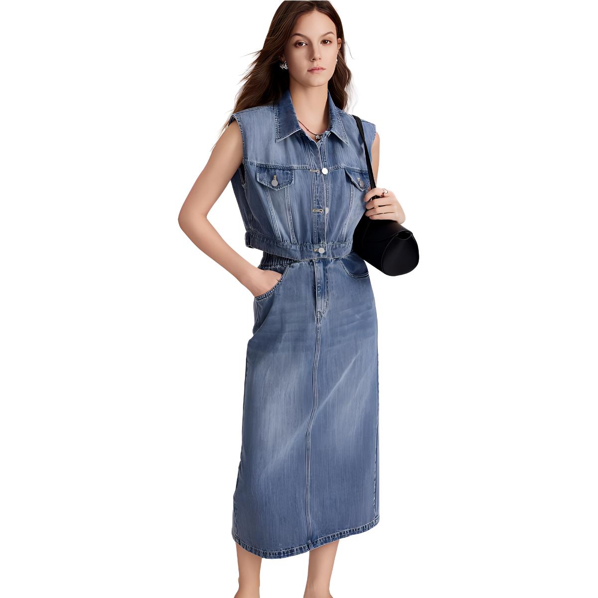 ELLE Женская синяя юбка без рукавов
ELLE Женская синяя юбка без рукавов