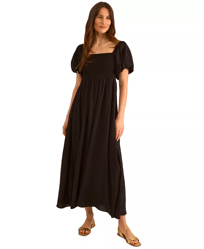 Женское платье с завышенной талией, сборками, пышными рукавами Vince Camuto, черный 
Женское платье с завышенной талией, сборками, пышными рукавами Vince Camuto, черный