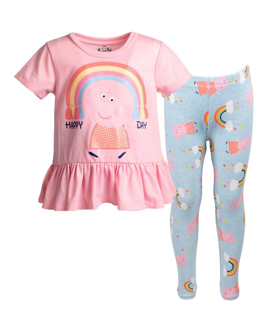 Комплект одежды для девочек: футболка с баской и леггинсы Peppa Pig, Peplum rainbows
Комплект одежды для девочек: футболка с баской и леггинсы Peppa Pig, Peplum rainbows