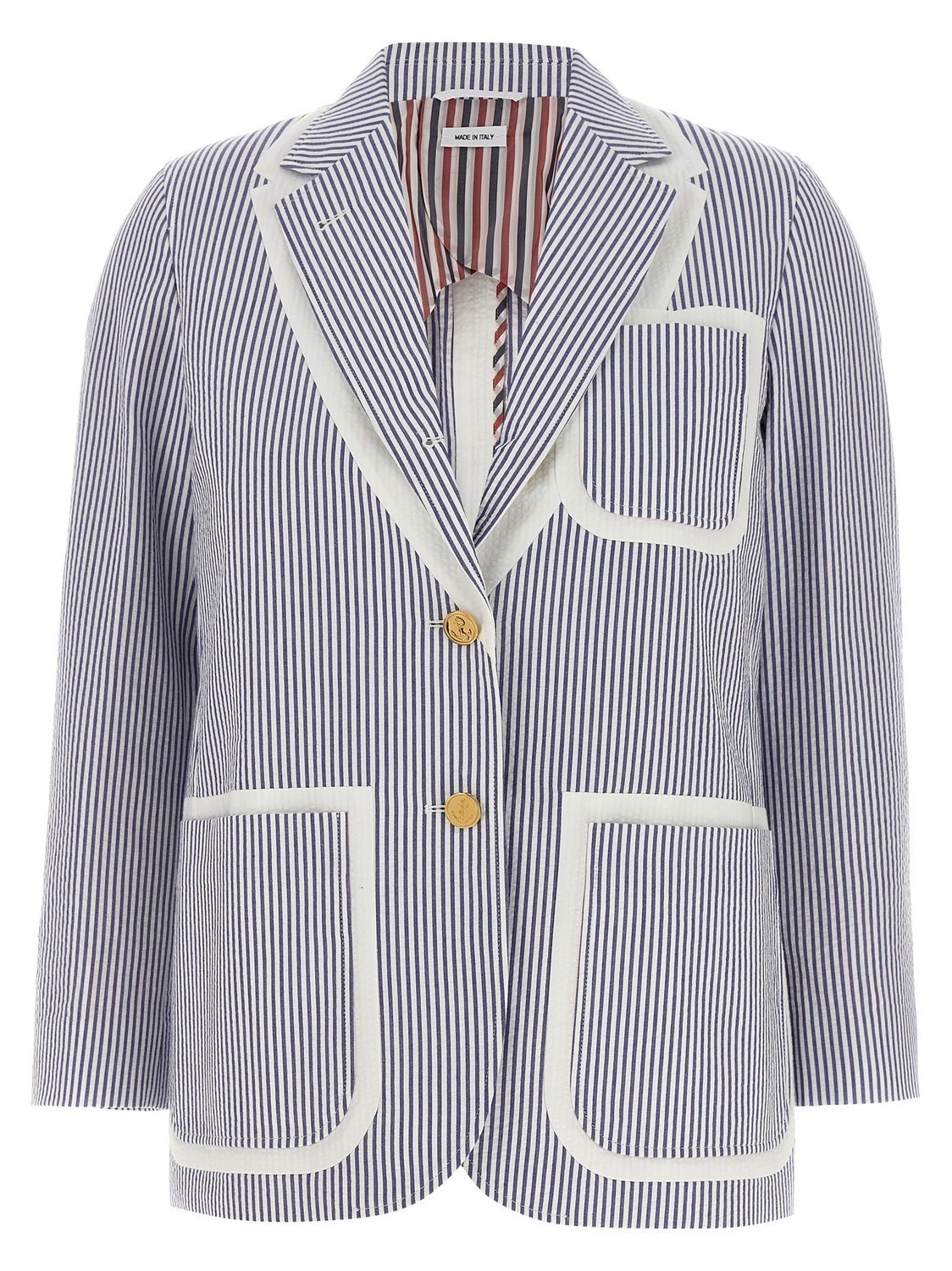 Однобортный пиджак из сискера THOM BROWNE, мультиколор
Однобортный пиджак из сискера THOM BROWNE, мультиколор