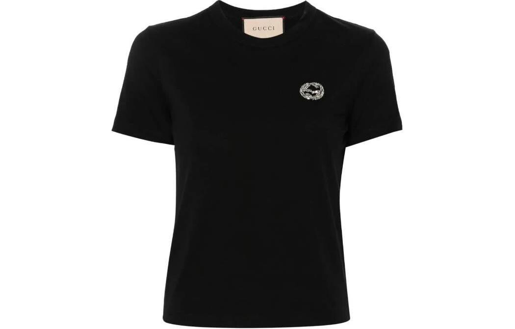Футболка женская Gucci Crystal-Interlocking, черный
Футболка женская Gucci Crystal-Interlocking, черный