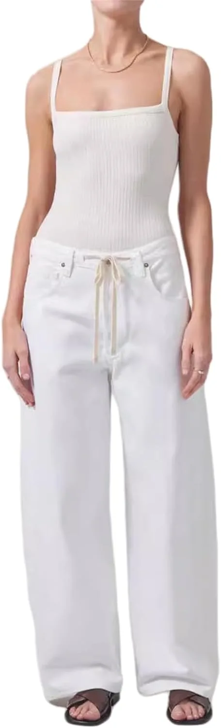 Женские джинсы с завязками и широкими штанинами, высокий пояс, свободный крой
Женские джинсы с завязками и широкими штанинами, высокий пояс, свободный крой