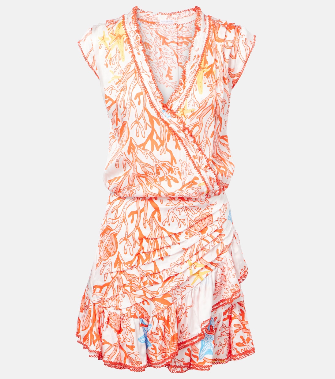 Мини-платье из атласа с принтом Estelle Poupette St Barth, Orange Oceanopolis 
Мини-платье из атласа с принтом Estelle Poupette St Barth, Orange Oceanopolis