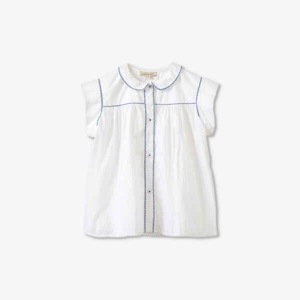 Хлопковый топ с контрастной строчкой «лемонграсс» для 3–12 лет Caramel, белый