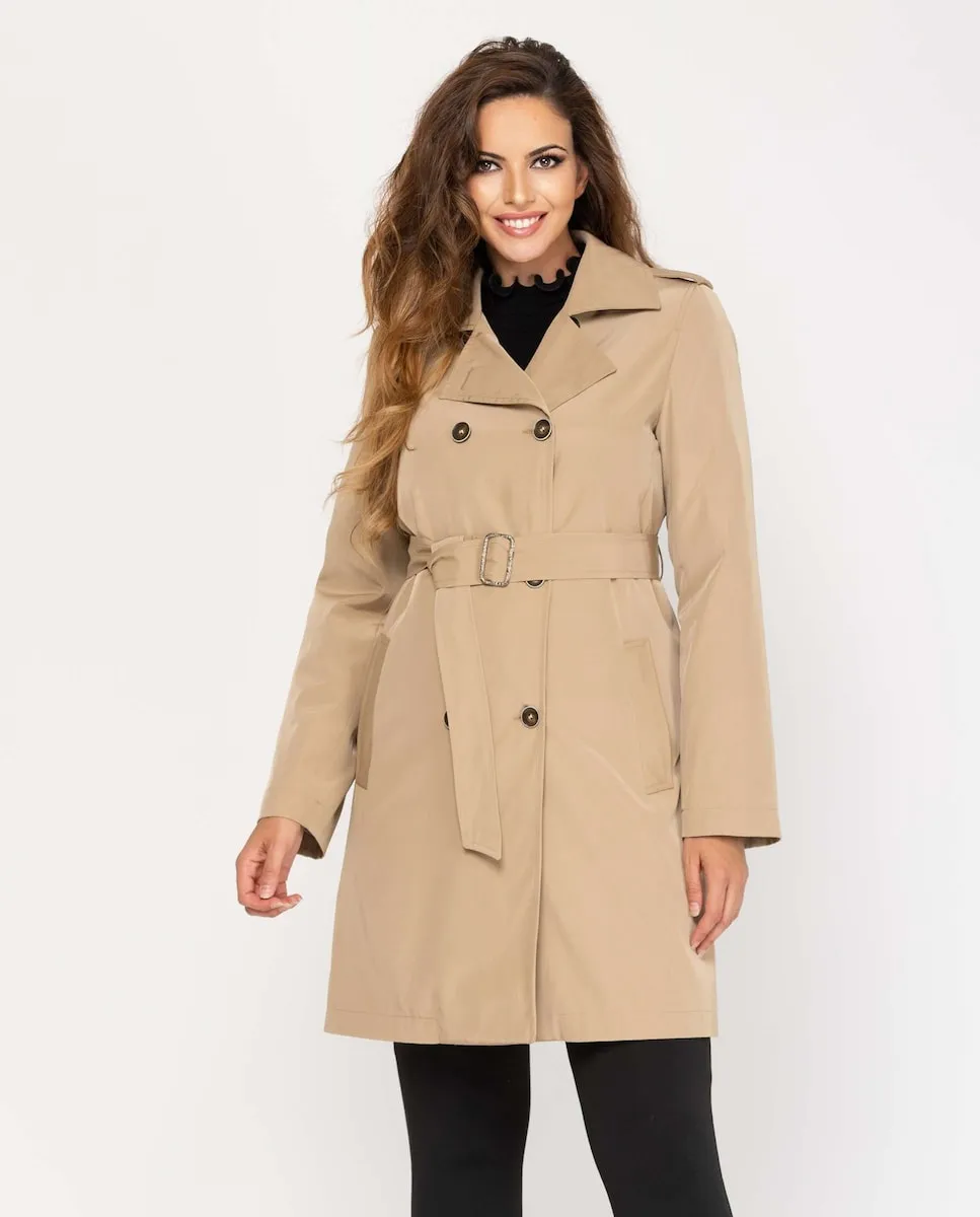 Женский плащ с лацканами и поясом Fsh, бежевый
Женский плащ с лацканами и поясом Fsh, бежевый