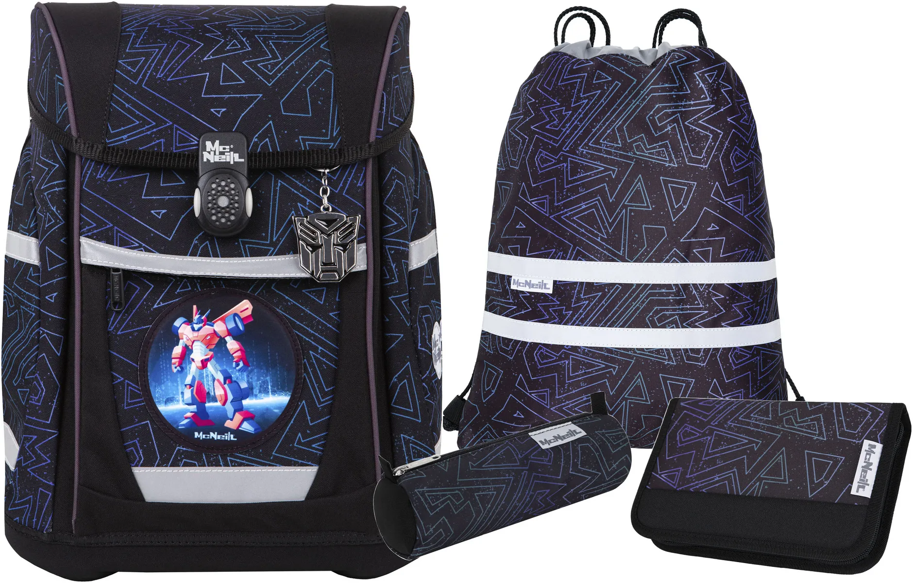 Школьная сумка McNeill "Тенеро, Трон", светоотражающие полосы на лямках, светоотражающие поверхности, включая пенал, спортивную сумку, рулончик для карандашей и магнит с мотивом, цвет Tron 
Школьная сумка McNeill "Тенеро, Трон", светоотражающие полосы на лямках, светоотражающие поверхности, включая пенал, спортивную сумку, рулончик для карандашей и магнит с мотивом, цвет Tron