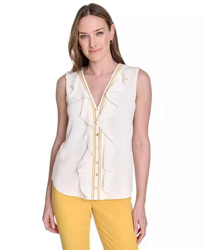 Женская блузка с оборкой спереди и застежкой на пуговицы Tommy Hilfiger, слоновая кость/кремовый
Женская блузка с оборкой спереди и застежкой на пуговицы Tommy Hilfiger, слоновая кость/кремовый