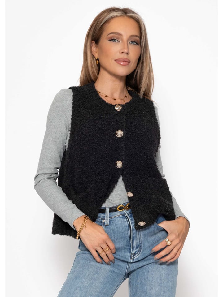 SASSYCLASSY Жилет из букле с карманами, черный
SASSYCLASSY Жилет из букле с карманами, черный