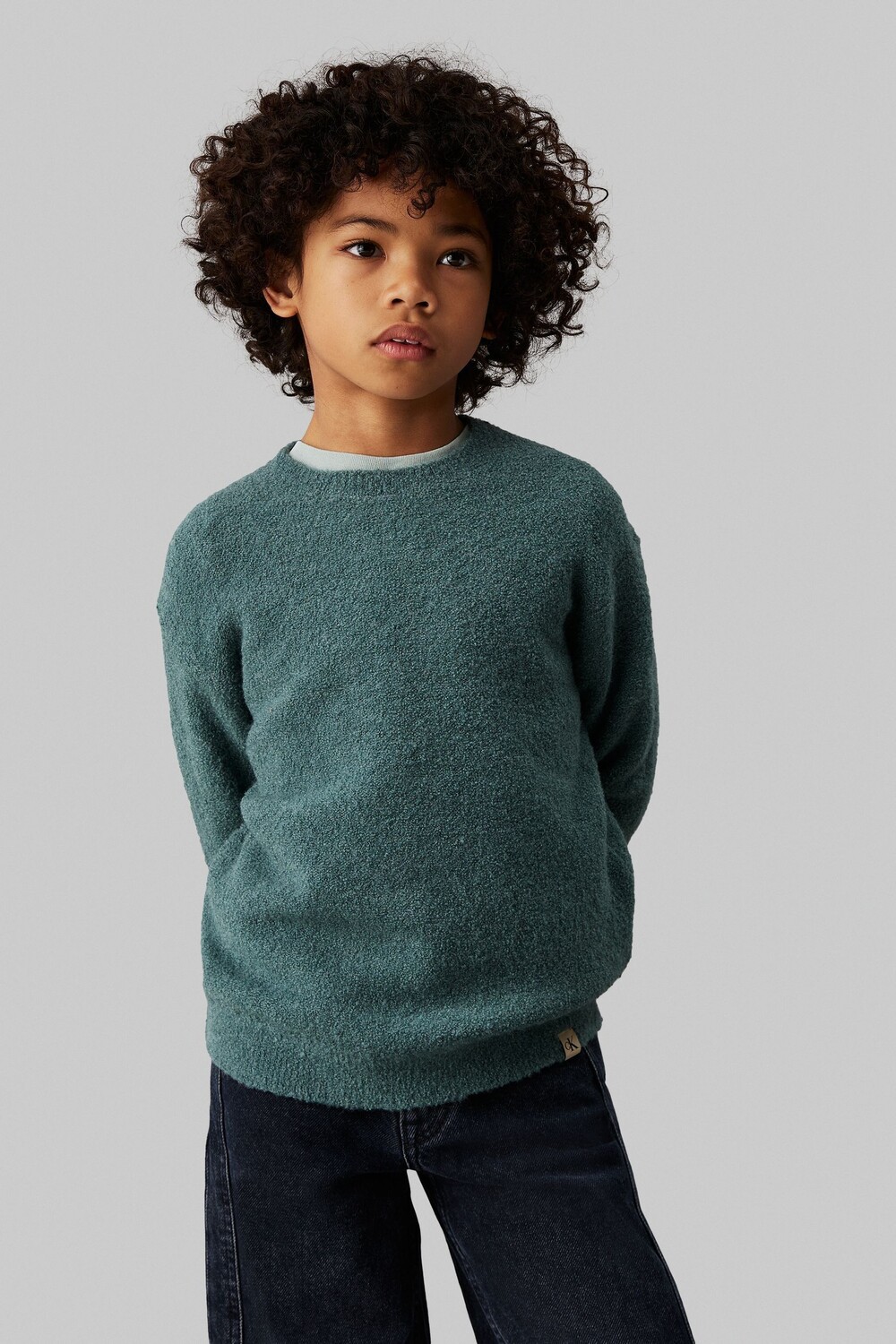 Джемпер с круглым вырезом из ткани букле Calvin Klein, зеленый