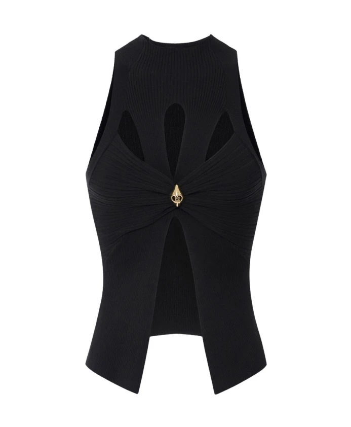 Вязаный топ в рубчик Elisabetta Franchi, черный
Вязаный топ в рубчик Elisabetta Franchi, черный